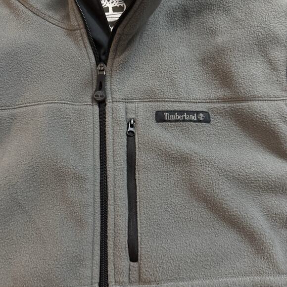 Timberland Vest Men’s Large Gray Fleece Full Zip Stand Collar Chest Zip Pocket - Picture 2 of 5